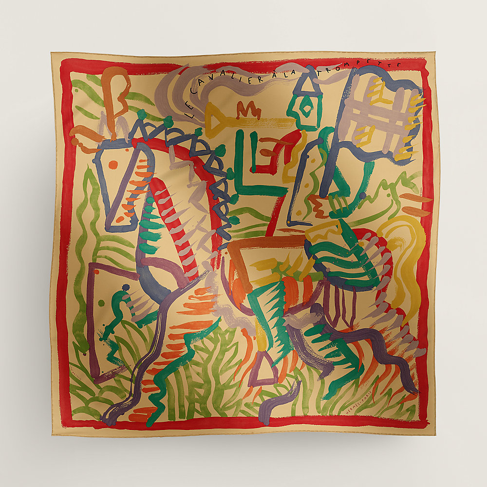 Le Cavalier a la Trompette scarf 90 - Beige | Hermès Mainland China